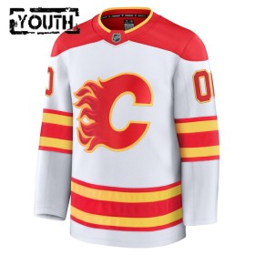 Barn Ishockey Calgary Flames tröja med eget tryck Fanatics Premium 2024-25 Vit Borta